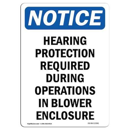 OSHA Notice Sign, Hearing Protection Required During, 24in X 18in Aluminum